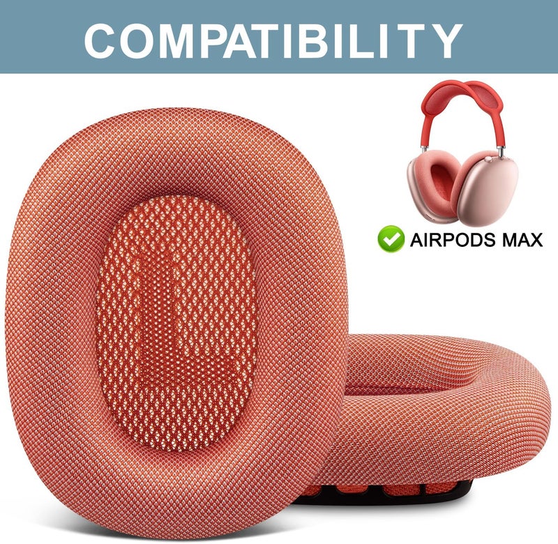 SOPROM Ear Cushions for Airpod Max Over-Ear Headphones Earpads Replacement Covers Cups Pads with Durable Mesh Fabric, Softer Foam - Pink - Image 2